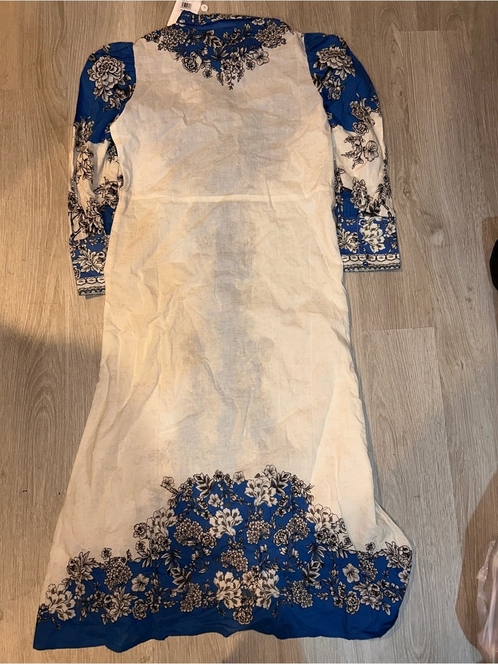 Blue Floral Button-Front Maxi Shirt Dress- no belt - Picture 6 of 7